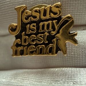 Gold Inspirational "Jesus Is My Best Friend" Brooch